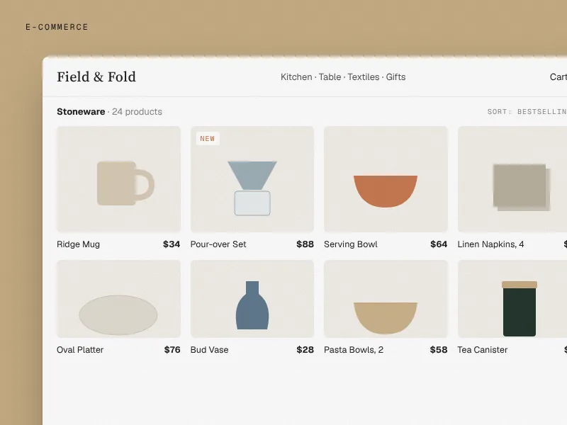 E-commerce website interface example