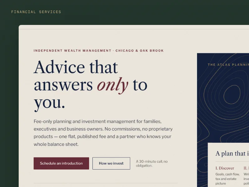 Financial Services website interface example