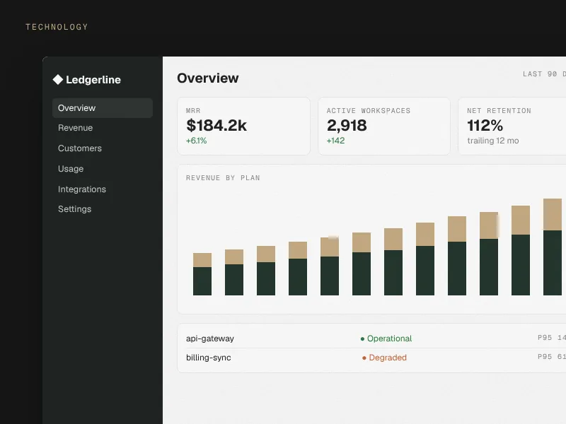 Technology website interface example