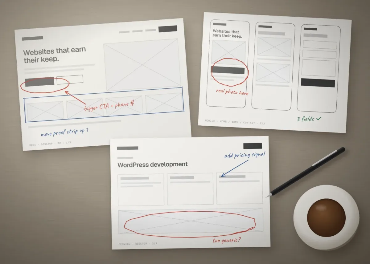 Wireframe review notes